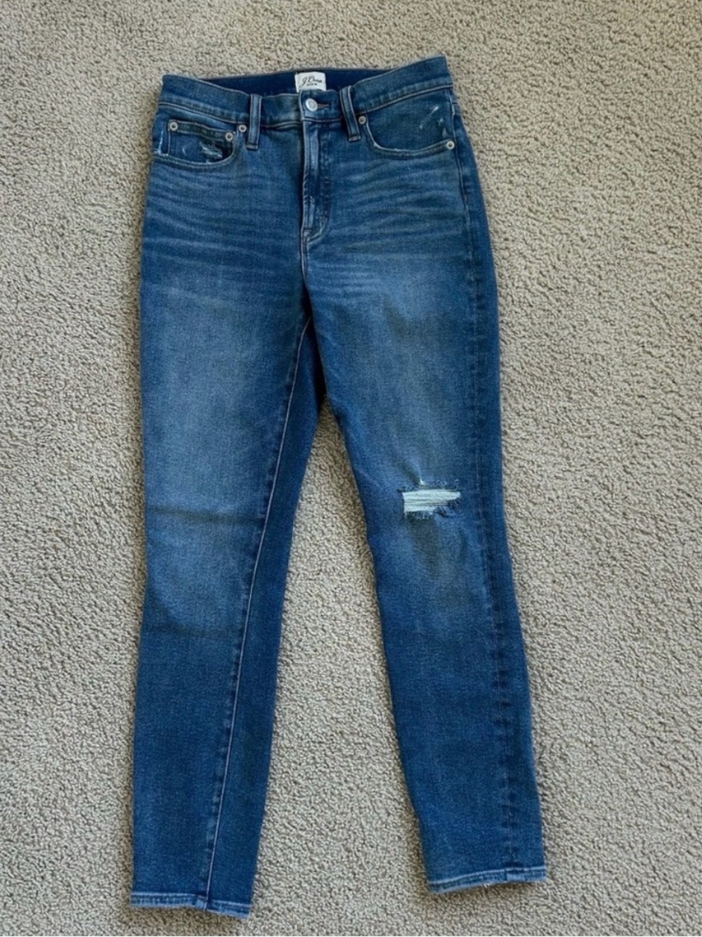 J. Crew 10” toothpick Distressed Blue Skinny Jeans size 27